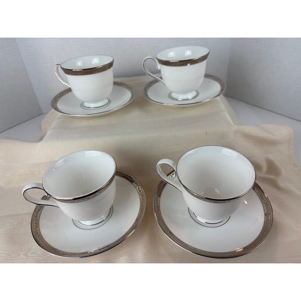 Lenox Landmark Platinum – 4 Cups & 4 Saucers